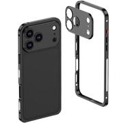 ChubbyCase Ultra-Thin Metal Frame Heat Dissipation Case With Lens Protector For iPhone 17/16/15/14 Pro Max (Black,For iPhone 15)