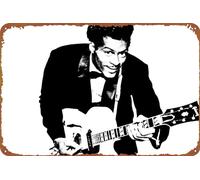 Chuck Berry Music Poster Vintage Tin Sign Unique Metal Wall Decor for Home, Bar, Diner, Pub, 8 x 12 Inches,Fun Kitchen Decor, Funny Bar Signs, Vintage Kitchen Signs