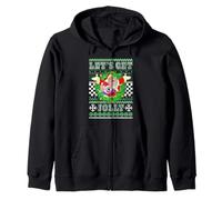 Chuck E. Cheese Christmas Let's Go Jolly Ugly Sweater Zip Hoodie