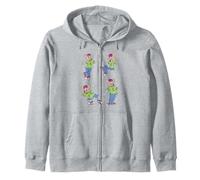 Chuck E. Cheese Multiple Chuck E. Poses Distressed Zip Hoodie