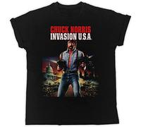 Chuck Norris Invasion U.S.A Poster T-Shirt Mens Unisex Black Tees L