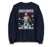 Chuck Norris is Going To Deck Your Halls Christmas Sweatshirt,Fun Festive Christmas Jumper Navy