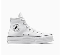 Converse Chuck Taylor All Star Leather Lift Platform Hi-Tops - White , White/Black, Size 7, Women White/Black