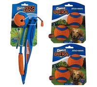 ChuckIt! Dog Fetch & Fold Ball Launcher and 4-Pack Ultra Ball Bundle, Medium