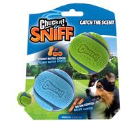 Sniff Ball Dog Toy, Durable High Bounce Bacon and Peanut Butter Scented Rubber Dog Ball Fetch Toy, Medium, 2 Pack