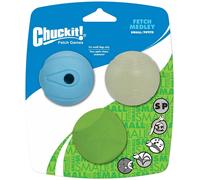 Chuckit Fetch Medley Balls Small Whistler Max Glow Erratic Pack of 3