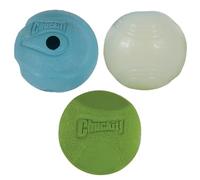 ChuckIt! Fetch Medley Gen 1 Rubber Dog Balls, The Whistler, Max Glow & Rebounce Balls for Dogs, Durable High Bounce Launcher Compatible Dog Toy, Small, 3 Pack