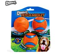 Chuckit Fetch Dog High Bounce Ball Medley All Orange 3 Pack Easy Grip & Throw