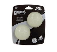 Chuckit Max Glow Ball Medium 2 Pack Dog Toy Glow in the Dark Balls for Night