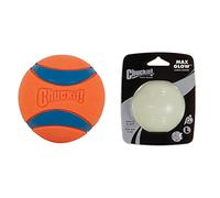 Chuckit! Max Glow Dog Ball & Ultra Ball - High Visibility Glow In The Dark Bouncy Rubber Toy, Compatible with Launcher, Large, 7.3 cm (Pack of 3)