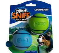 Chuckit Sniff Duo- Peanut Butter & Bacon Scented Dog Fetch Balls, Durable Ru