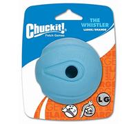Chuckit! The Whistler Ball Durable Rubber Dog Toy, Large, 7.3 cm (1-Pack) | Whistles When Thrown, High-Visibility Blue or Orange, Easy to Clean, Strong Rubber, Compatible with Launchers, For Large Dogs