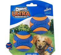 Chuckit! Ultra Squeaker Rubber Dog Ball, Medium, 6.5 cm (2-Pack) | Squeaky Dog Toy, Durable Rubber, High Bounce, Floats on Water, Compatible with Launchers, Encourages Active Play