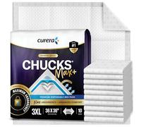 Chucks MAX+ Hospital Bed Pads Disposable Adult 36 x 36 Incontinence Pads - XXX-Large Pee Pads for Elderly Adults. Extra Heavy Duty Absorbency + Breathable Soft Padding, Repositioning Underpads 10-Pack