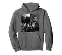 Chucky And Tiffany Black And White Horror Couple Style Pullover Hoodie, Adult Unisex, Asphalt Grey, Small
