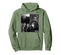Chucky And Tiffany Black And White Horror Couple Style Pullover Hoodie, Adult Unisex, Sage Green, Large