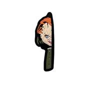 Chucky and Tiffany Horror Halloween PVC Morale Patch Set, Glow in the Dark, Tactical Hook Backing Badges (Color-d)