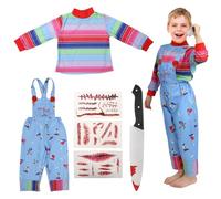 Chucky Costume for Kids Good Guys Doll Jumpsuit Boys Scary Halloween Costume Toddler Horror Cospaly Outfit
