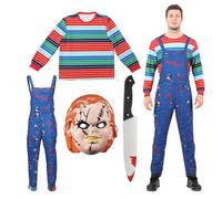 Chucky Costume Men Scary Adult Good Guys Doll Suit Horror Classic Movie Halloween Cospaly Killer Outfits