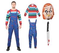 Chucky Costume Men Scary Adult Good Guys Doll Suit Horror Classic Movie Halloween Cospaly Killer Outfits