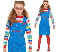 Chucky Girls Fancy Dress Halloween Horror Killer Doll Kids Costume Licensed
