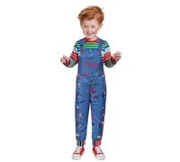 Chucky Halloween Costume for Kids, Boys Girls Good Guys Chucky Cosplay Overalls and Striped T-Shirt, Horror Movie Killer Doll Cosplay Outfits Party Dress Up