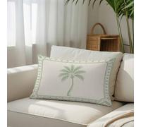 Chucoco Summer Sage Green Palm Tree Throw Pillow Covers, Decorative Pillow Covers with Hidden Zipper Soft Brushed Microfiber Fabric, Boho Trees Vintage Linen Texture Pillowcases for Couch Bed 16x24in