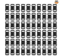 Chudian 60 Pieces 10mm(3/8") Side Release Plastic Buckles, Black Click Buckle Replacement Buckle Clip for Bags Dog Collar Webbing Backpack Accessories
