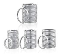 Chudian Key Ring Set, 60 Pack Round Hoops, 4 Sizes (20mm-35mm), Stainless Steel Flat Split Hoops for Keys Organization, DIY Crafts & Bag Pendants