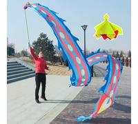 CHUDOU Dragon Dance Ribbons Longboi Phoenix Feather Dance Fitness Ribbon Weighted Ball Travel Bag(Red,10M)(Blue,12M)