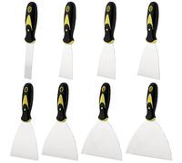 CHUEHKAK 8 Piece Spatula Stainless Steel Spatula Set Drywall Painter's Spatula Tool Spatula with Plastic Handle Rustproof Plaster Spatula 24/40/49/63/74/98/124/150 mm, for Wallpaper and Walls Scraping