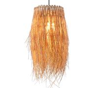 CHUERAK 13.7in Bamboo Light Rattan Wicker Hand-Woven Natural Shades Chandelier Rustic Island Handmade Hanging Lights 1 Light Bohemia Weaving Pendant Light for Kitchen Dining Room Bedroom Living Room