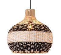 CHUERAK Boho Handmade Woven Rattan Chandeliers Farmhouse Pendant Light Lampshade Nordic Circular Hanging Lamp Natural Black White Color Bamboo Light Fixture For Kitchen Dining Room Bedroom Living Room