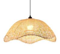 CHUERAK Chinese Bamboo Rattan Wicker Lighting Hand-Woven Natural Chandeliers Rustic Island Handmade Hanging Lights 1 Light Bohemia Weaving Pendant Light for Kitchen Dining Room Bedroom Living Room
