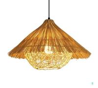 CHUERAK Handmade Woven Rattan Hanging Light Circular Wicker Light Pendant Chinese Bamboo Lampshade 11.8in Weaving Light Fixture for Dining Living Bedroom Kitchen Farmhouse