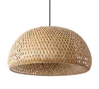 CHUERAK Rustic Farmhouse Bamboo Lampshade Nordic Circular Weaving Light Fixture Boho Wicker Hanging Lamp E26 Natural Hanging Rattan Bamboo Chandelier for Kitchen Island Dining Living Room Restaurants
