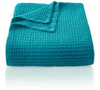 CHUFFED 100% Cotton Blanket, 130 x 150 cm, Soft and Breathable Bedspread, Waffle Pattern, Lightweight Blanket as Sofa Blanket, Couch Blanket, Soft Cuddly Blanket for Living Room, Sofa Couch, Brown