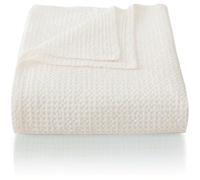 CHUFFED 100% Cotton Waffle Blanket, 150 x 200 cm, Soft and Breathable Bedspread, Lightweight Blanket for Sofa, Couch, Living Room, White