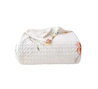 CHUFFED 100% Cotton Waffle Blanket 150x200cm Soft Lightweight Throw Blanket for All Season Flower Floral Printed Blanket Layer for Couch Bed Sofa Twin/Double Size-White