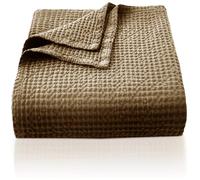 CHUFFED 100% Cotton Waffle Blanket 150x200cm Soft Lightweight Throw Blanket for All Season- Perfect Blanket Layer for Couch Bed Sofa - Elegant Home Decoration - Twin/Double Size-Brown