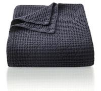 CHUFFED 100% Cotton Waffle Blanket 150x200cm Soft Lightweight Throw Blanket for All Season- Perfect Blanket Layer for Couch Bed Sofa - Elegant Home Decoration - Twin/Double Size-Charcoal