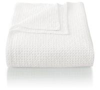 CHUFFED 100% Cotton Waffle Blanket Bed Throw Double Size-Throw Blanket for Bed Sofa Travel-Soft Lightweight Breathable Blankets and Throws for All Season Bleached White Throw 150x200cm
