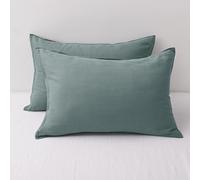 CHUFFED Linen Pillowcases 2 Pack 100% Linen Standard Pillow Cases, Breathable and Cooling Washed Pillowshams with Zipper Closure, 20x30 Inches,Aqua