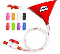 Chug Buddy Beer Bong - Beer Funnel with Valve - Drinking Funnel with Hose - Includes 4 Interchangeable Mouth Pieces - Extra Long 3Ft Tube - Ideal for College, Party, Drinking Games, Red