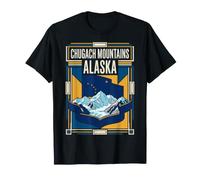 Chugach Mountains Alaska Flag Vintage Mountain Travel Art T-Shirt