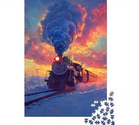 Chugging Through The Sunset 1000-Piece Puzzle for Adults, 70x50cm/1000pcs, for Quiet Downtime Without A Screen; Low-dust Pieces for A Tidier Table