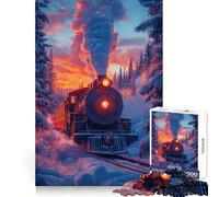 Chugging Through Winter's Glow Jigsaw Puzzles 1000 Pieces for Adults Cognitive Train Vivid Hue Pattern Assemble (50x75cm)