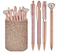 CHUGUIHAU Crown Flowing Sand Metal Ballpoint Pen Combination Set Office Stationery Student Supplies, Press Neutral Pen to Write Smooth and Stretchable Ballpoint Pen