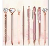 CHUGUIHAU Crown Flowing Sand Metal Ballpoint Pen Combination Set Office Stationery Student Supplies, Press Neutral Pen to Write Smooth and Stretchable Ballpoint Pen