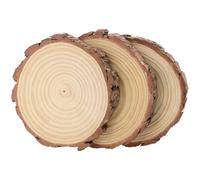 CHUIFAI Pack of 3 Wooden Discs 20-25 cm Diameter, Round Wooden Discs for Crafts, Natural Pine Wooden Circles Tree Discs without Hole for Christmas, Wedding Table Decorations
